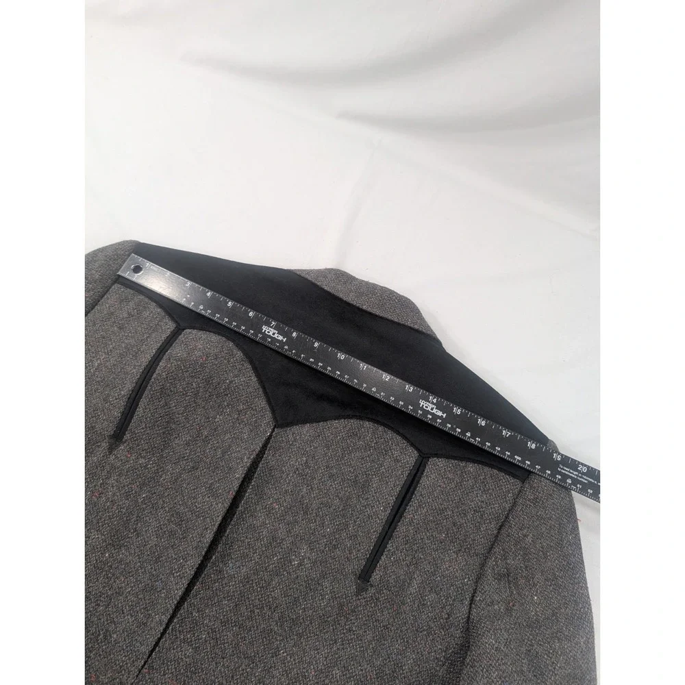 Circle S Western Tweed Sports Jacket Blazer Suit Coat Black Gray 42R Heavy Wool